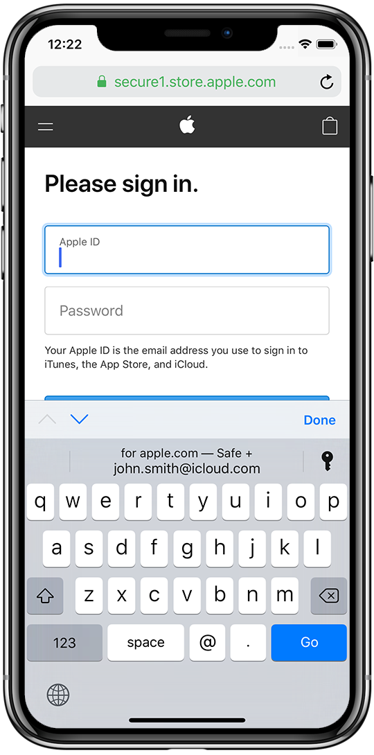 AutoFill a password in Safari using QuickType.